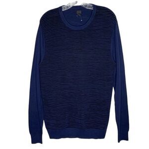 14th & Union Blue Textured Long Sleeve Cotton Pullover Sweater L